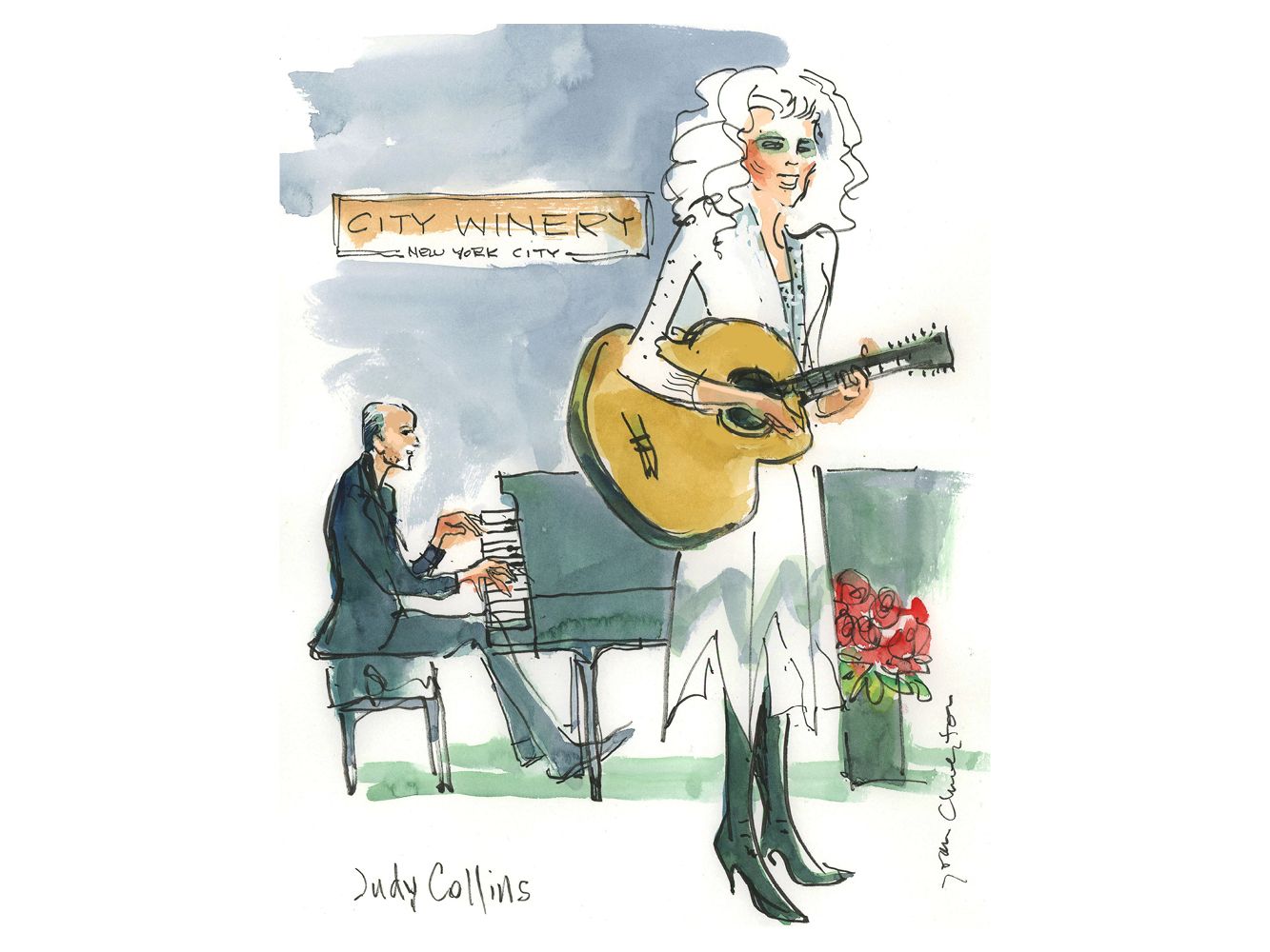Judy Collins "Judy, Piano, & Flowers" by Joan Chiverton