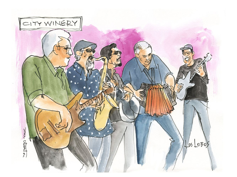 Los Lobos "Around an Accordian" by Joan Chiverton 