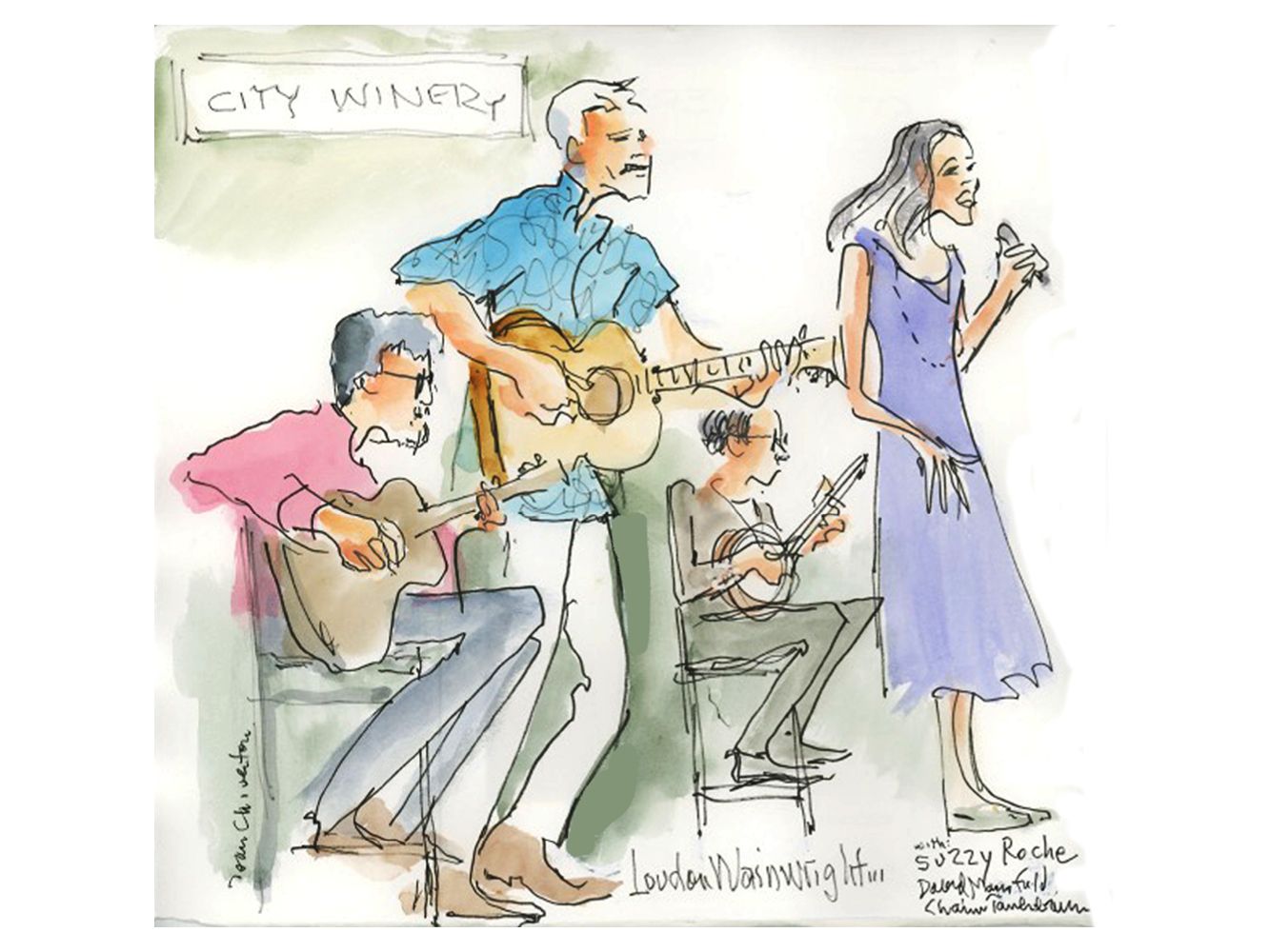 Loudon Wainwright, Suzzy Roch, & David Mansfield "Loudon +3" by Joan Chiverton